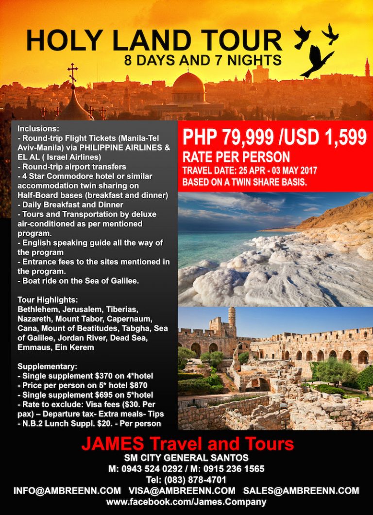 Amazing Holy Land Pilgrimage Package from Gensan’s James Travel & Tours GenSan News Online